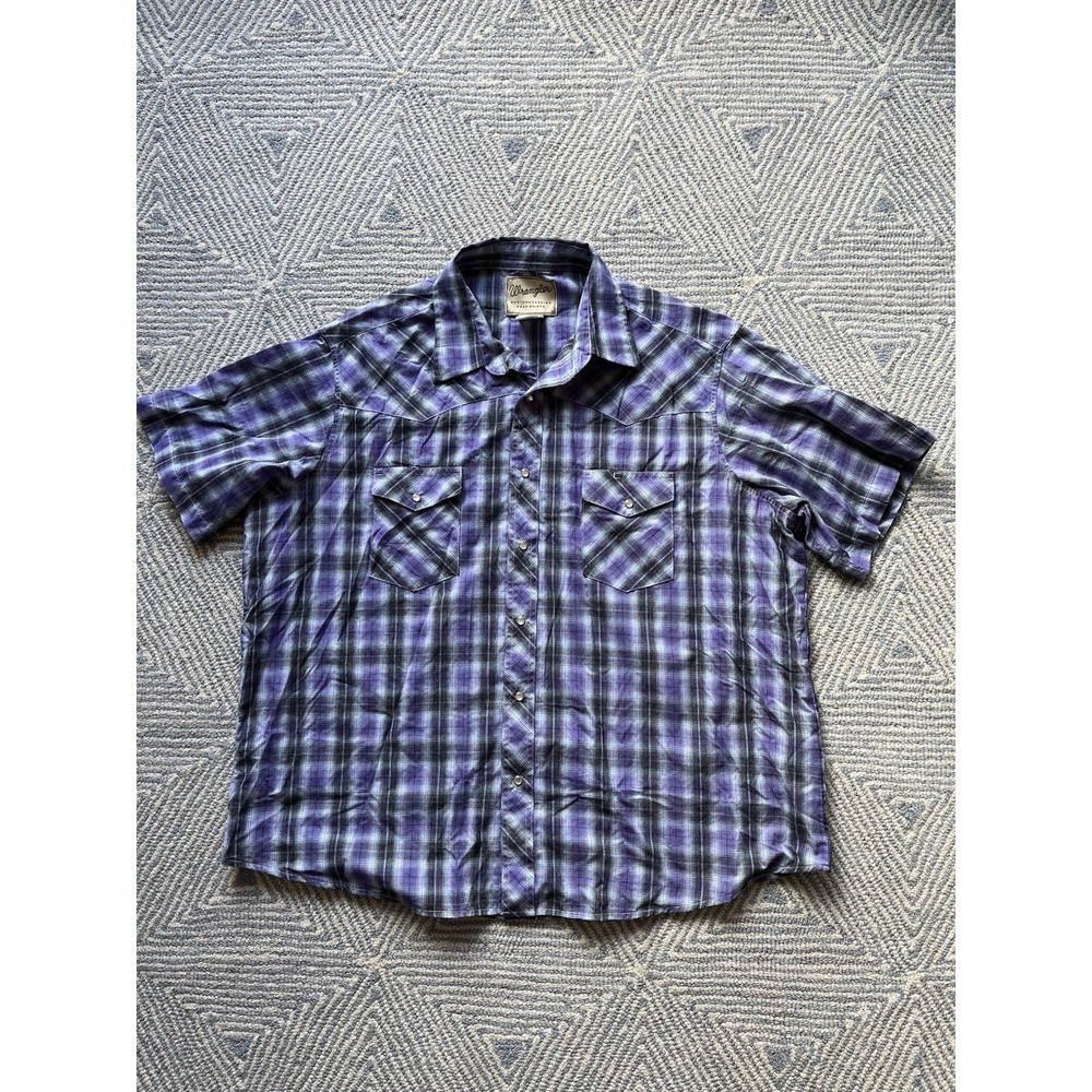 Wrangler Western Fashion Snap Shirt‎ - Purple/Black/Blue/White - 2XL - WM197PL